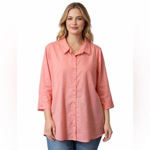 Woman Within coral button down shirt top women’s 18/20